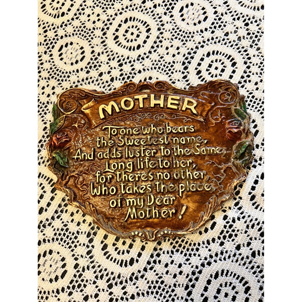 Vintage Mother Faux Wood Resin Mother Plaque | Cottage 70s